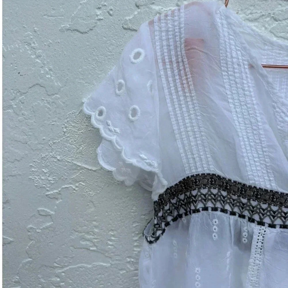 Johnny Was Womens Keyhole Embroidery Eyelet Daisy Dress White Size XS to Small - Picture 10 of 15